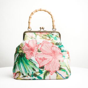 Pink hibiscus with bamboo handle