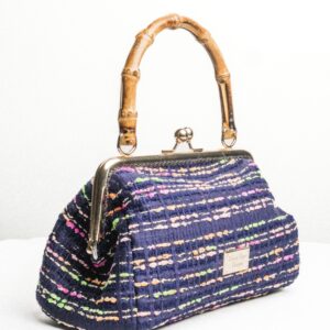 Navy / multi Boucle w/ bamboo handle