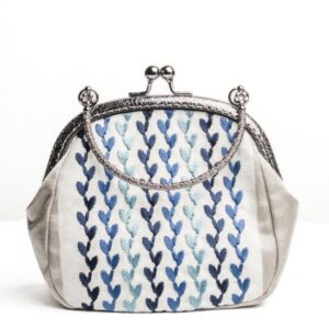 Mini teal/ blue embroidered w/ silver handle